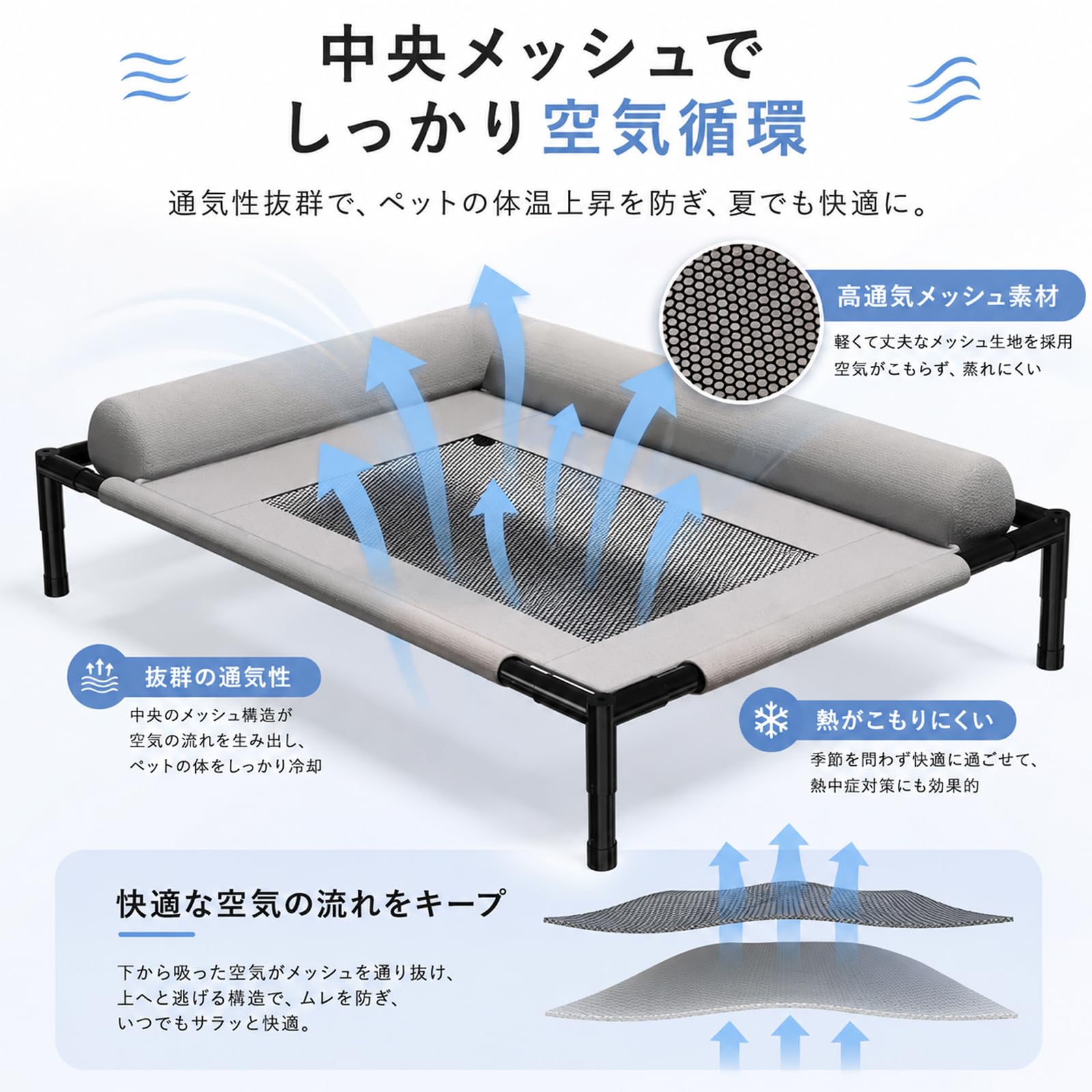 Amazon | 犬用ベッド ペットベッド 夏 高床式 ドッグコット 通気性
